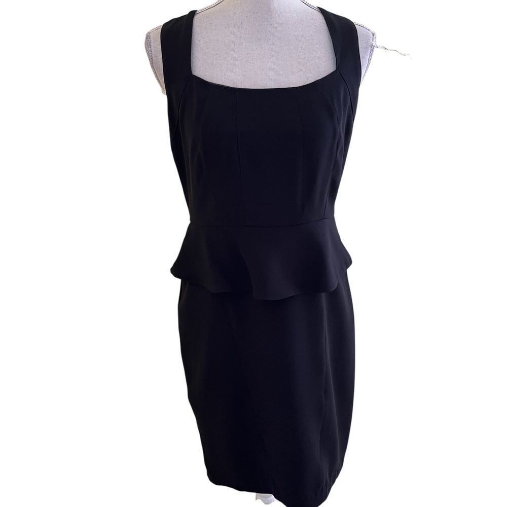 Eva Franco Black Peplum Sleeveless Sheath Dress 6